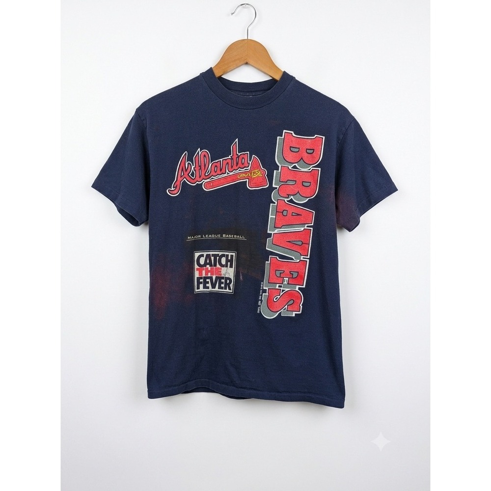 Vintage 1993 Atlanta Braves In The Zone‎ T-Shirt Navy Blue Single Stitch Faded L